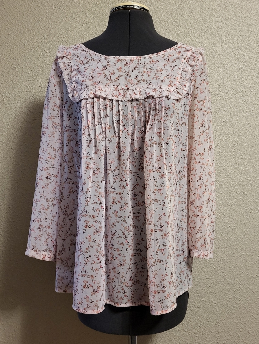 GAP Sheer Floral Ruffled Bib Blouse Size Small